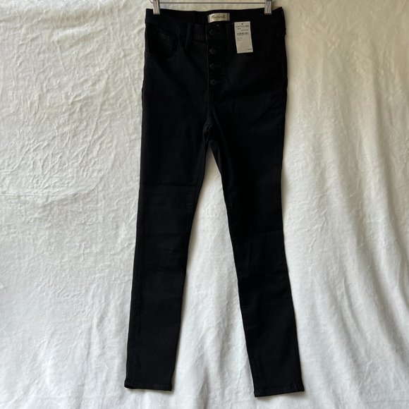 NWT Madewell 9" Mid-Rise Skinny Jeans in Black Frost Button Fly - Picture 4 of 5